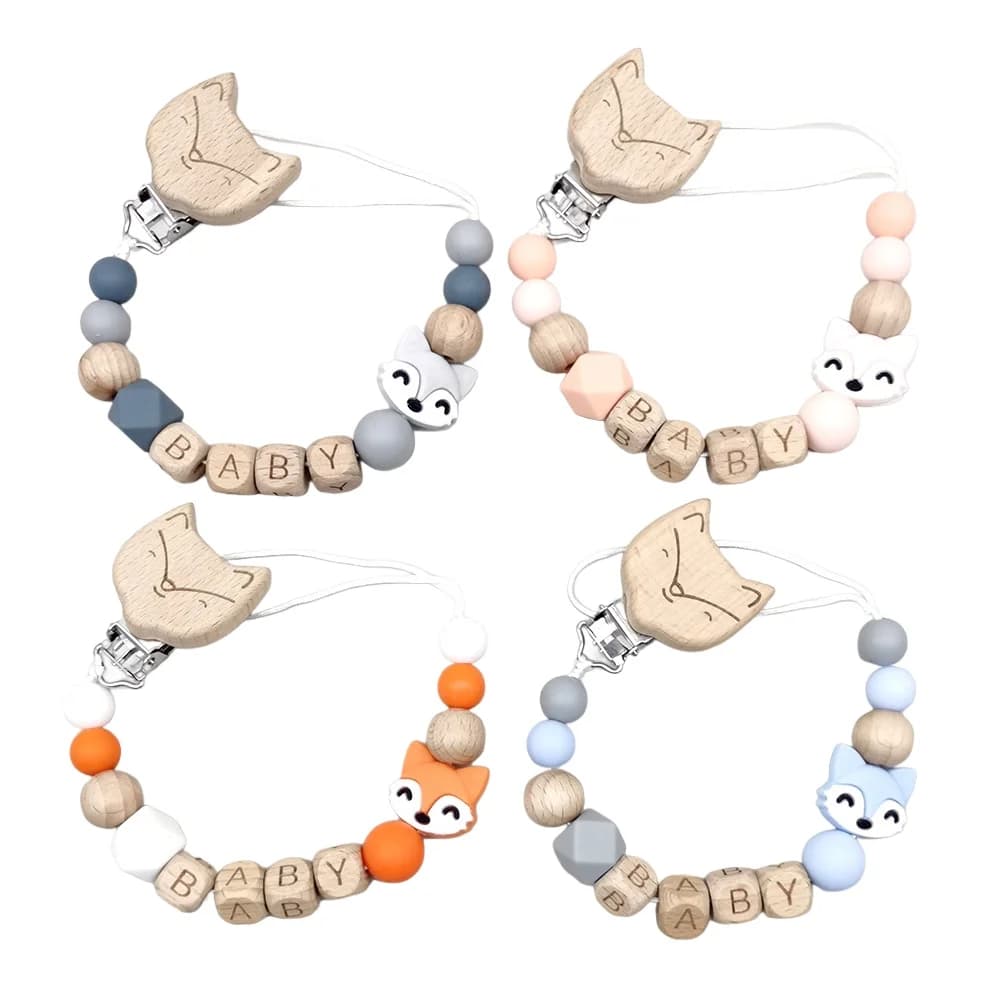 Fox Themed Pacifier Clips Vibrant Colors Baby Paci Holder Adorable Practical Design for Infants