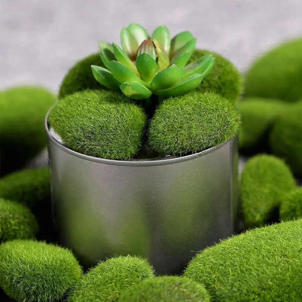 Decorazione Murale con Pietre Coperte, Decorazione Fai-da-Te, Rocce con Muschio Artificiale, Muschio Verde Finto, Pianta Simulata, Sfera di Muschio Verde Artificiale