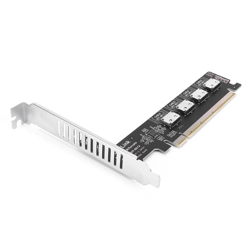 PCIE 4.0 X16 To 1/4Port OCulink SFF-8612 Split Expansion Card PCI Express GEN4 64Gb for U.2 SSD EGPU External Graphics Card Dock