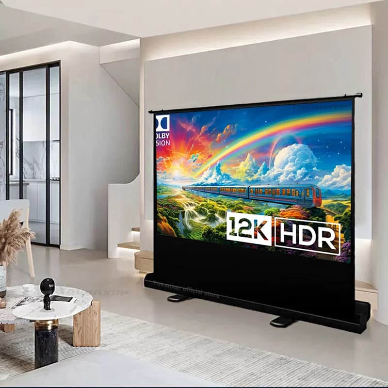 Nuovissimo Schermo Portatile da Proiezione a Terra 16:10 60-100 Pollici in Fibra di Vetro Bianca per Home Theater Esterno e Riunioni