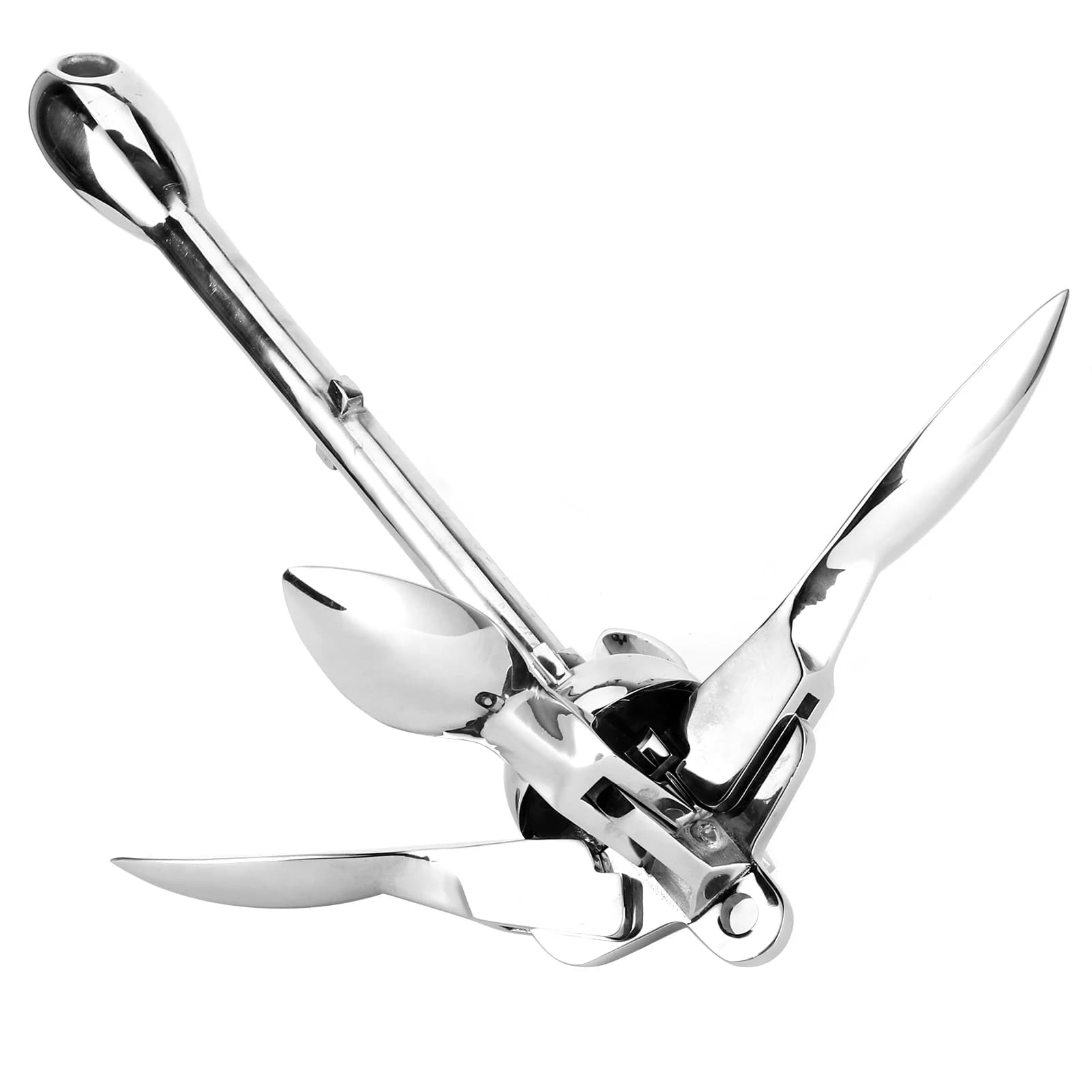 Foldable Anchor 8.8lb Grapnels Hardware 316 Stainless Steel for Marine Yacht Fishing Boat OEM Replacement Heavy-duty Rugged Mirr