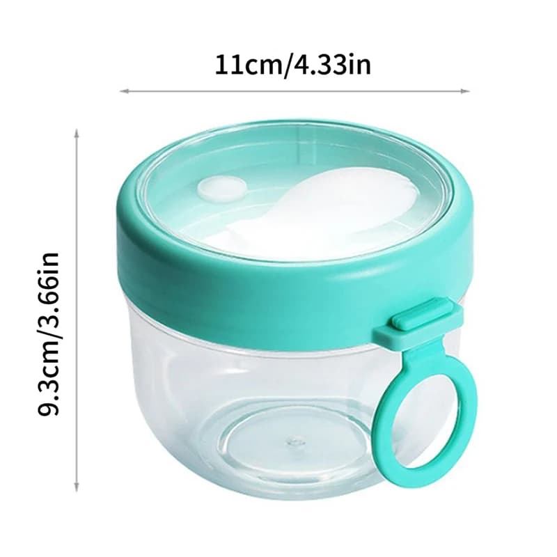 Contenitori per la preparazione dei pasti And Spoon da 600 ml, riutilizzabili, per Overnight Oats, portatili, con coperchio.