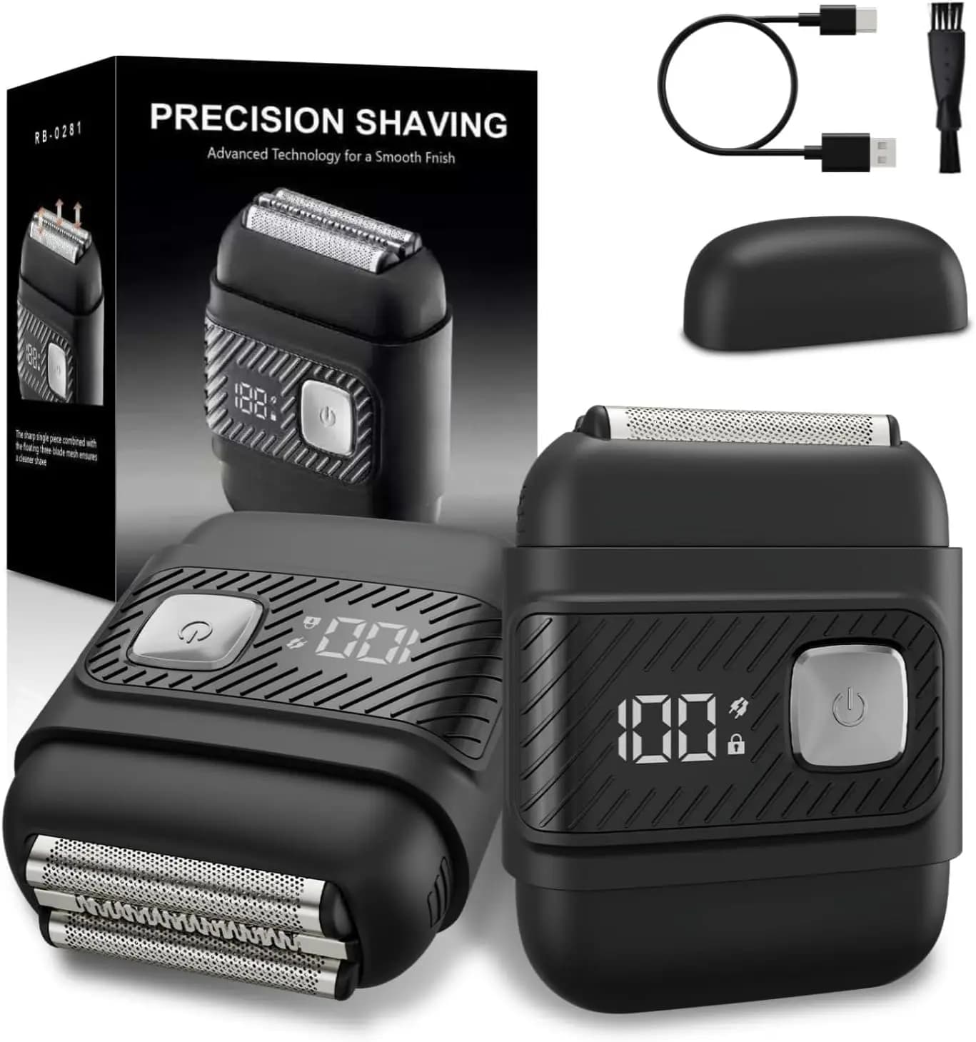 Rasoio Elettrico Sweker per Uomo, Mini Rasoio Elettrico per Barba/Viso con 3 Lame Flottanti, Display LED, Rasoio Viso Senza Fili