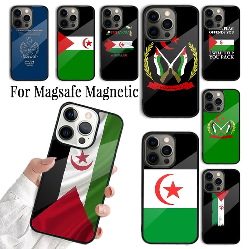 Cover per telefono con bandiera del Sahara Occidentale per iPhone 17 AIR 16 15 14 13 12 11 Pro Max Plus, custodia magnetica wireless Magsafe