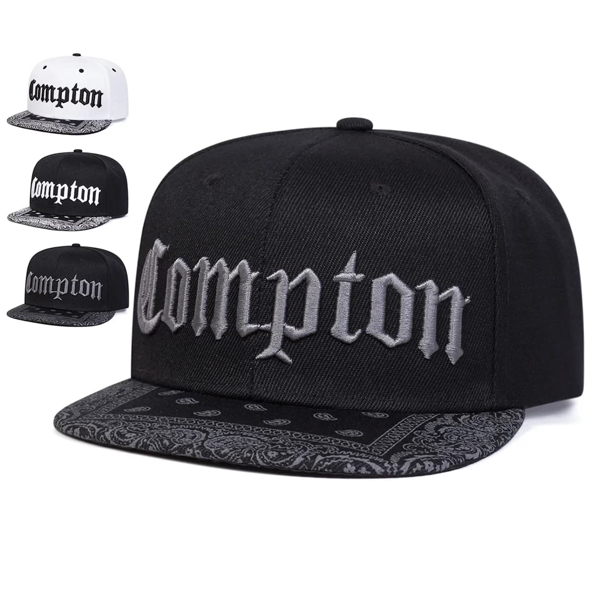 Cappelli hip-hop unisex COMPTON con ricamo di lettere, cappelli da baseball casual sportivi regolabili per primavera e autunno, cappello con protezione solare
