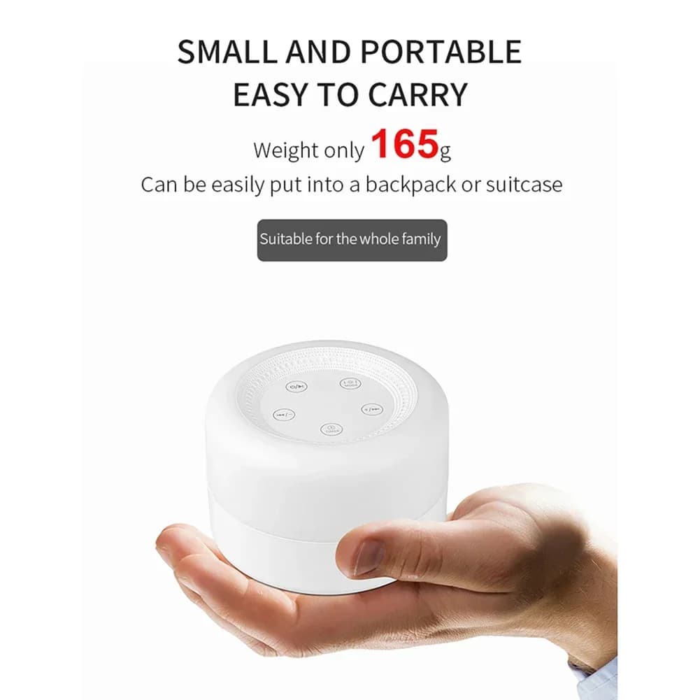 Desktop White Noise Machine with Night Light Sleep Relaxation Baby Portable Touch Adjustable USB Rechargeable Easy To Carry