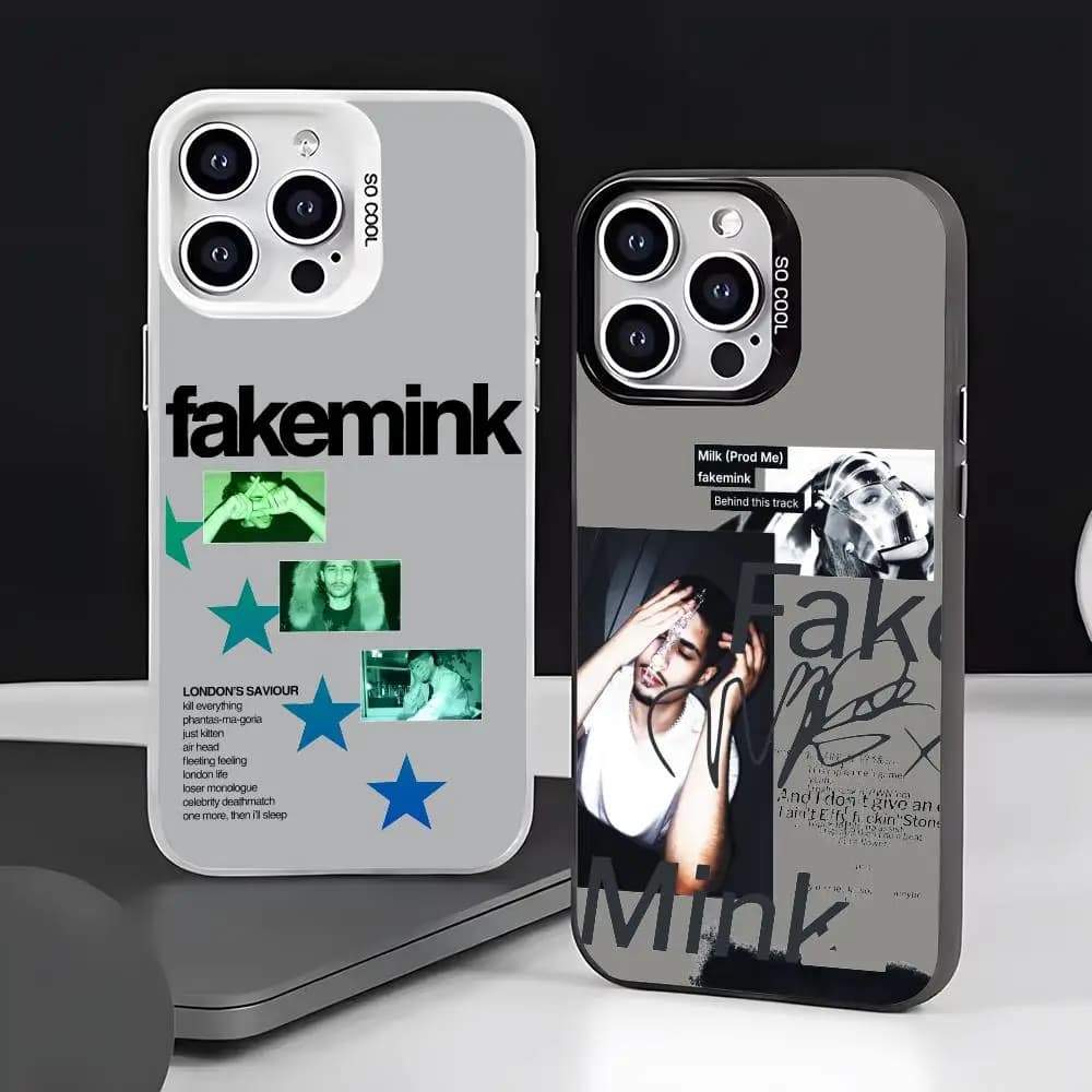 F-Fakemink Singer Cool Phone Case per iPhone 17 16 15 14 13 12 11 Pro Max Air, Custodia Opaca Laser Aurora Antiurto