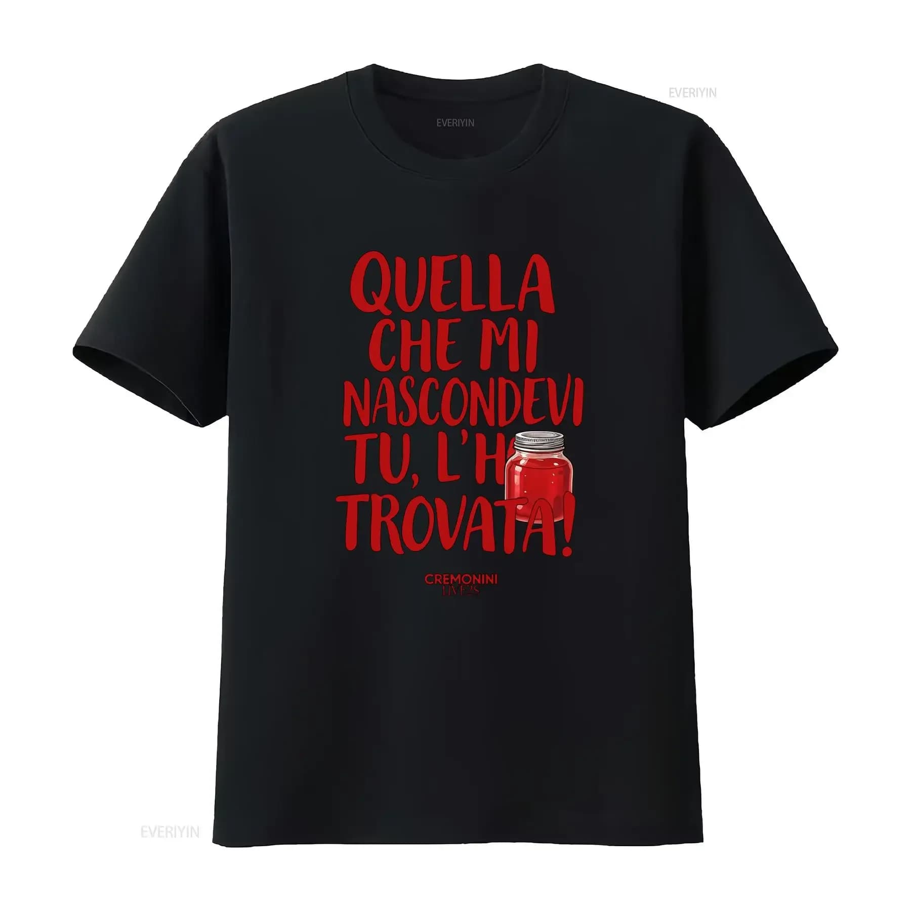 Maglietta Cesare Cremonini Tour 2025 Jam T-Shirt Fan Happiness Jersey con Testo Rosso Intenso e Stampa Jar Vintage Lavata Unisex Casual