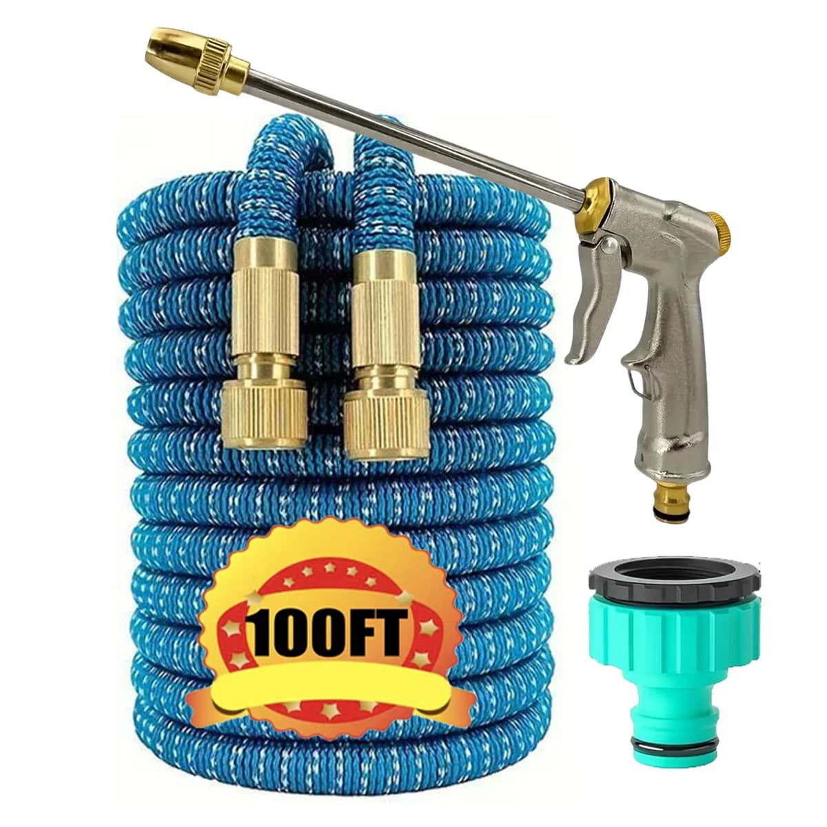 Tubo Magico Espandibile, Idropulitrice ad Alta Pressione, Funzioni di Spruzzatura Acqua, Pistola ad Acqua, Tubo per Irrigazione Casa e Giardino 25FT-100FT