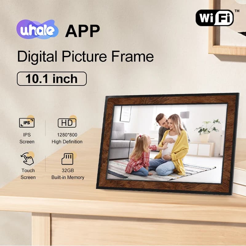 Versione touch Cornice per foto digitale WIFI da 10 pollici Cornice per foto cloud intelligente Trasferimento di telefoni cellulari di foto e video