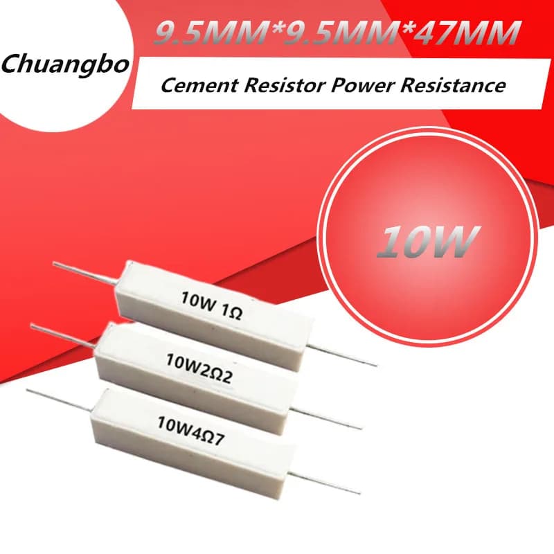 10/pcs 10W 5% 0.1 ~ 10K 0.1R 0.5R 10R 50R Cemento Resistore di Potenza Resistenza 0.22 0.33 0.5 1 2 5 8 10 15 20 25 30 100 1K 2K 3K ohm