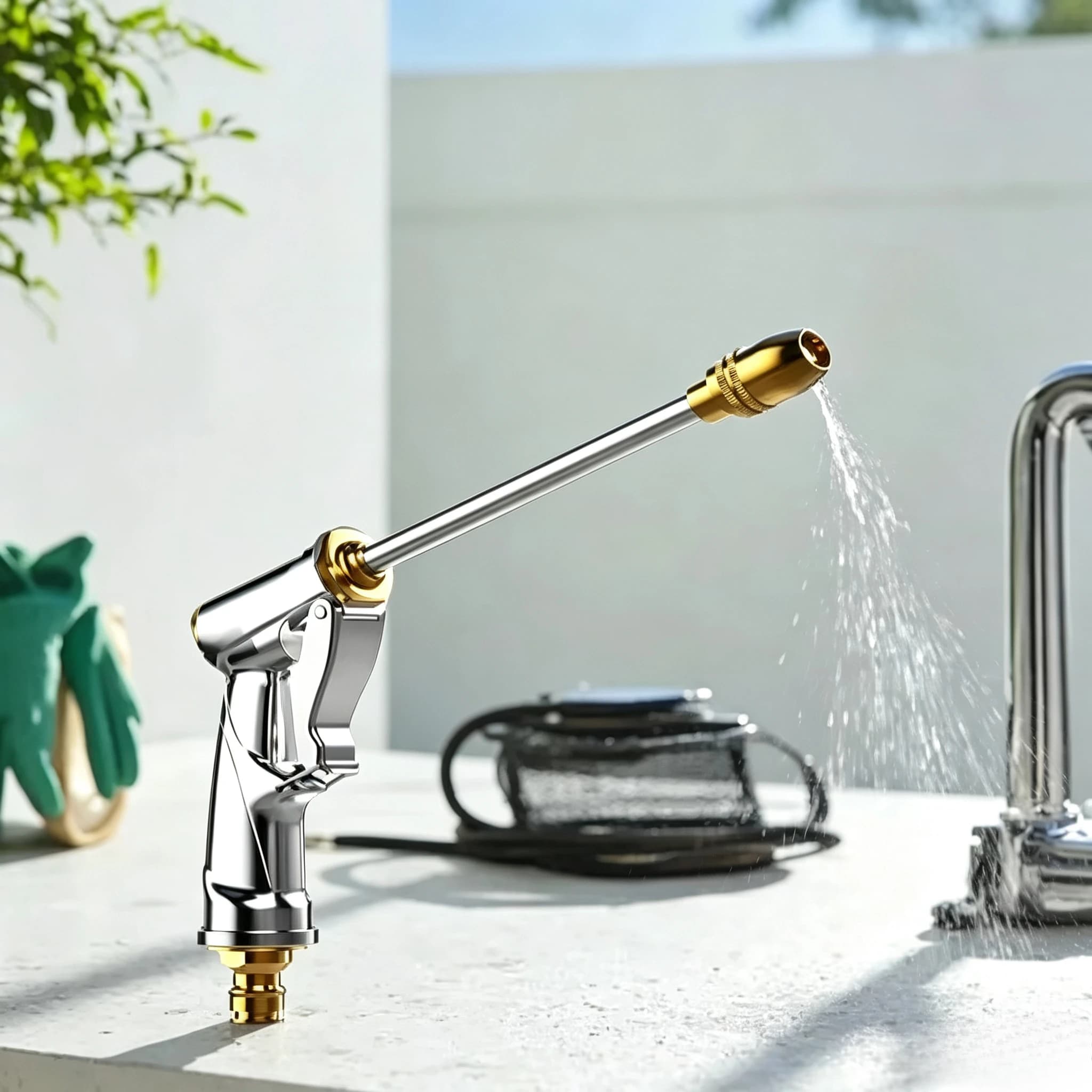Garden Sprayer Heavy Duty Brass High Pressure Water Hose Nozzle Adjustable Spray Gun For Watering Plant
