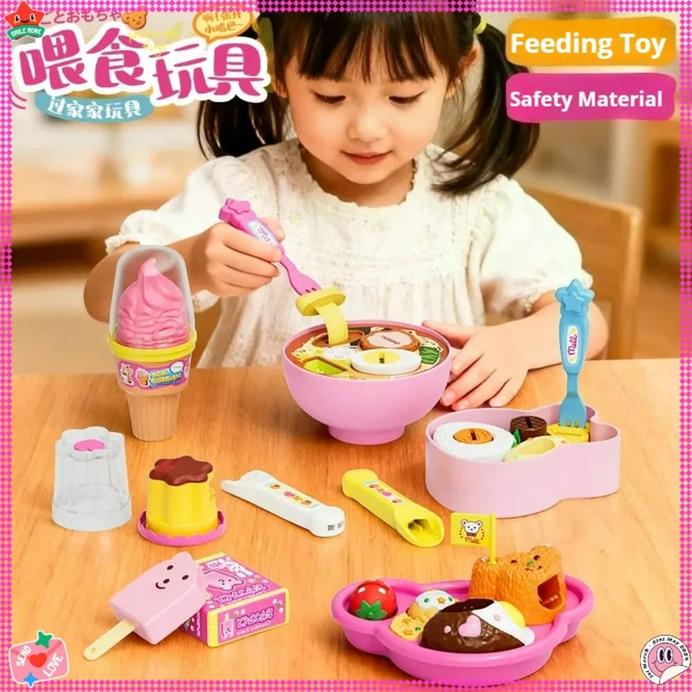 Giocattolo per l'alimentazione del budino alimentare, NUOVO 6 tipi - Gelato/Pudding/Bento/Ramen con vassoio Gioco di ruolo Giocattoli per la casa da gioco per l'educazione precoce