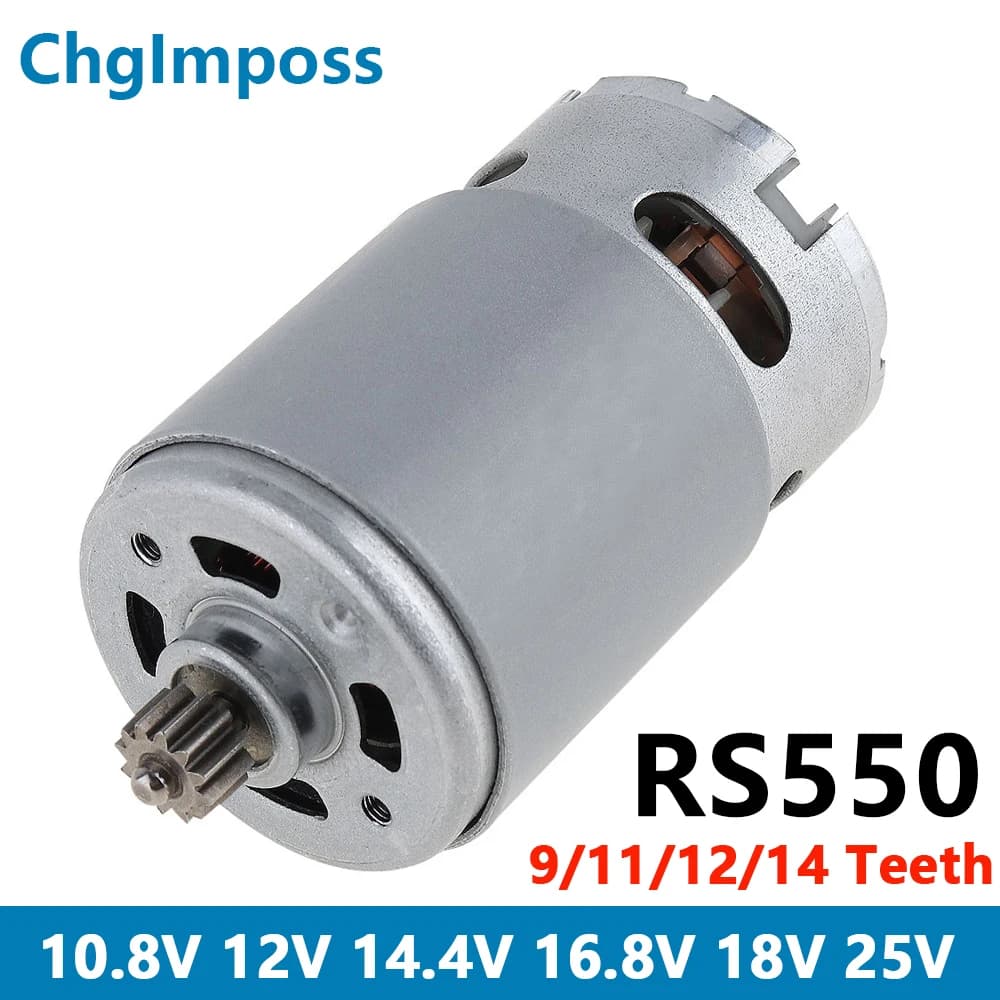 Motore per sega a catena RS550 9/11/12/13/14 denti 25000 giri/min Sega elettrica Micro motore DC per sega a mano ricaricabile/utensili per trapano elettrico