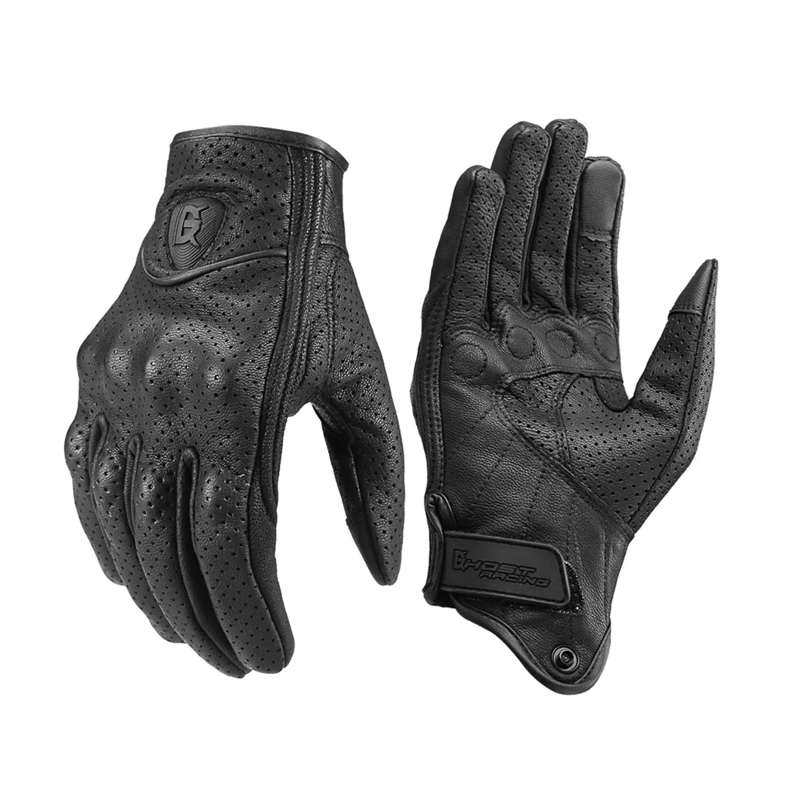 Guanti da Moto Integrali in Pelle e Rete con Touch Screen per Uomo e Donna, Protezione per Ciclismo e Motociclismo