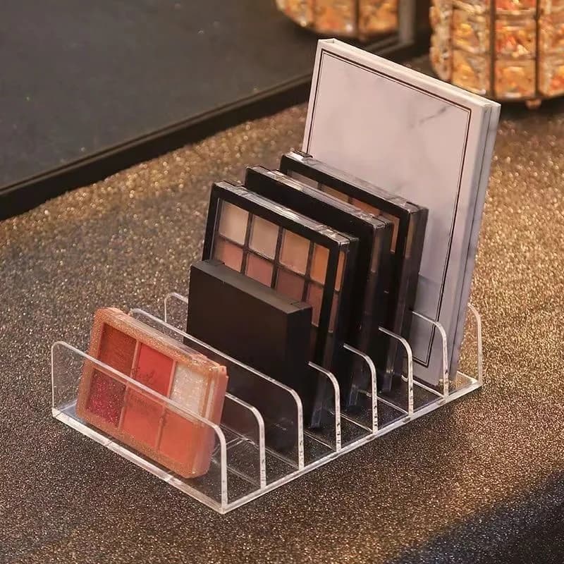 1 transparent multifunctional organizer for shade palette with 7 compartments, table cosmetic holder