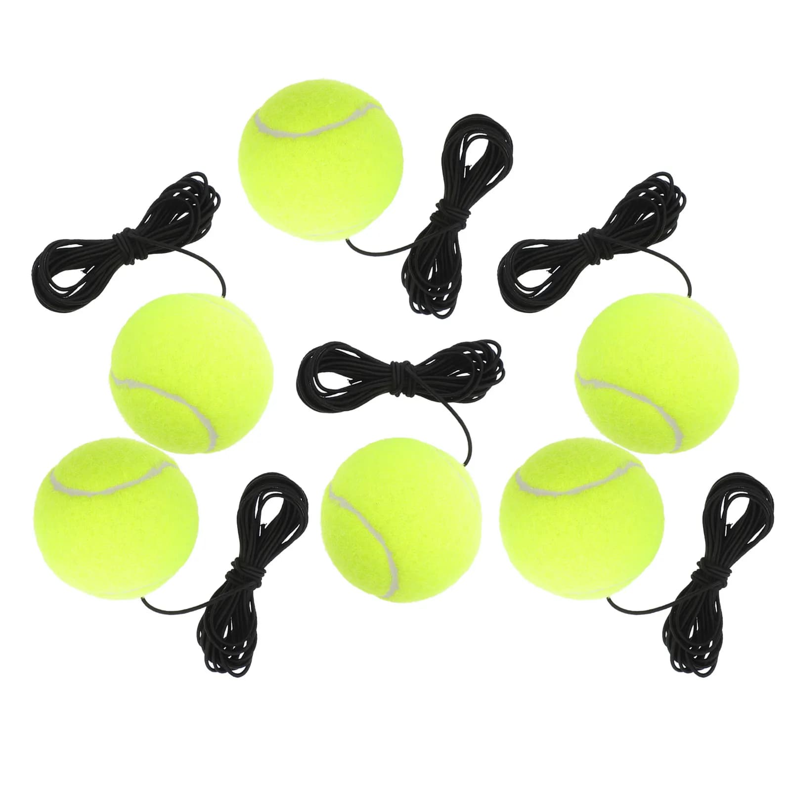 Set di 6 Palline da Tennis con Corda Elastica per Allenamento, Kit per Principianti, Pratica Individuale, Esercizio a Casa e all'Aperto