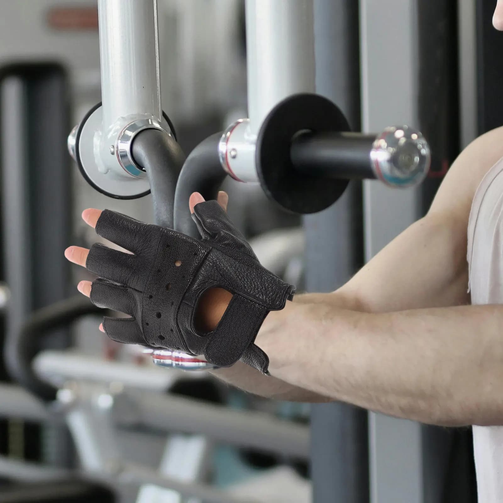 Guanti da Ciclismo Neri Senza Dita per Uomo, Guanti da Moto a Mezzo Dito per Equitazione, Palestra, Fitness, Allenamento all'Aperto e Sport