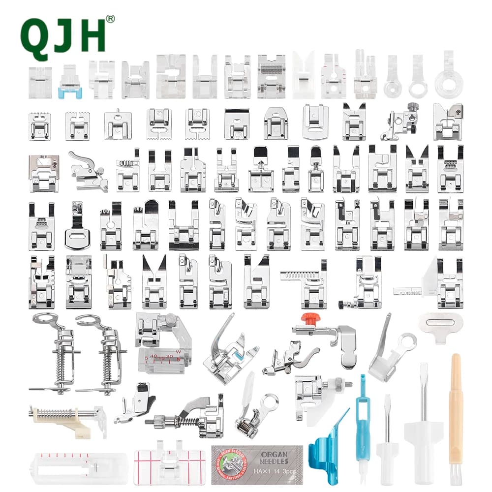 82 pz/set Set Completo Piedini per Macchina da Cucire Set di Strumenti, Kit di Accessori per Piedino Multifunzionale, Durevole e Professionale