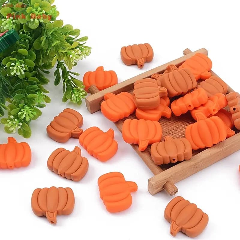 10 pz Halloween Cartoon perline in Silicone zucca massaggiagengive perline per bambino giocattoli masticabili regalo infantile ciuccio catene accessori