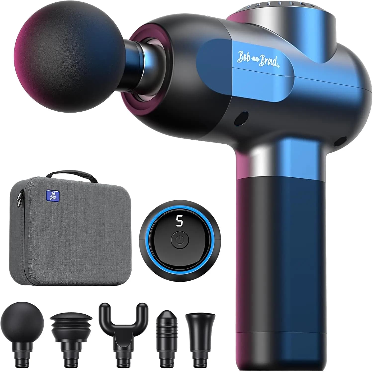Deep Tissue Massage Gun, Percussion Muscle Massager with 5 Speeds & 5 Heads, Electric Back Massager for Athletes Home Gym, FSA HSA Eligible
