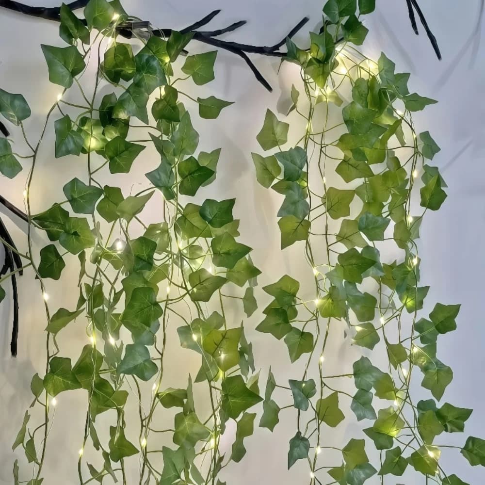 Luci a Batteria a Forma di Edera Artificiale da 10M-2M, Ghirlanda Luminosa per Albero di Natale, Decorazione per Camera da Letto, Tende, Dormitorio, Matrimonio