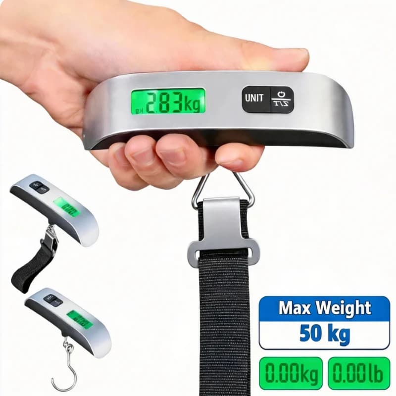 Electronic Hanging Suitcase Travel Weigh Scale | Portable Digital LCD Luggage Scale110lb 50kg for Baggage Bag Balance Markets 1