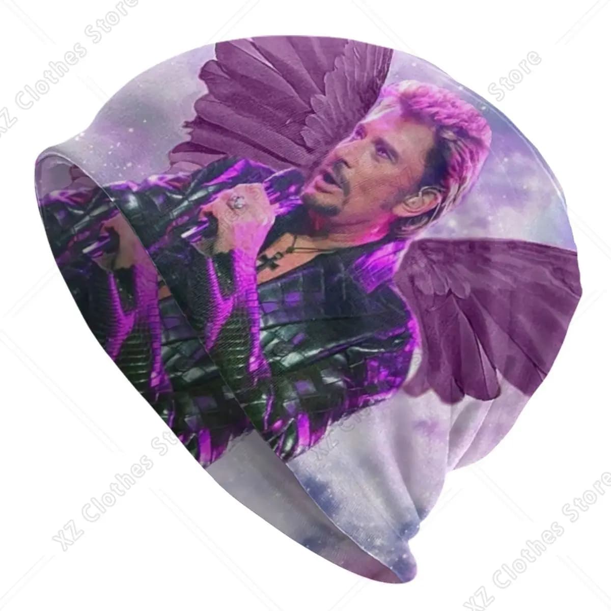 Berretti personalizzati Johnny Hallyday Angel Wings Skullies Berretti invernali Cappello lavorato a maglia Cappelli unisex per adulti per cantanti rock francesi
