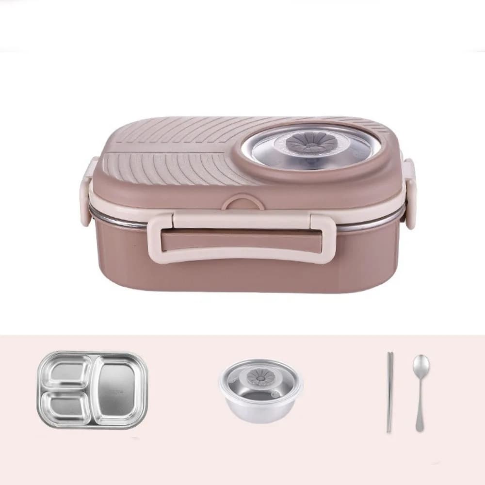Contenitore Termico per Pranzo in Acciaio Inox 304, Ermetico e Antiperdita, Rettangolare, Adatto al Microonde, per Campeggio