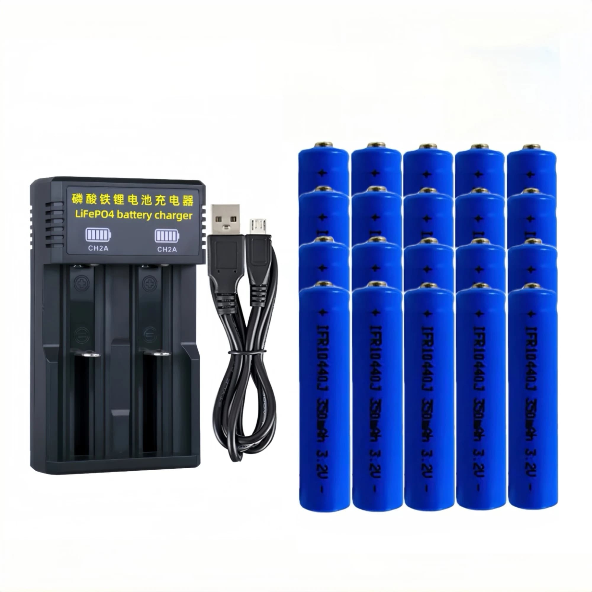 20PCS 10440 Batteria LiFePO4 3.2V 350mAh Caricabatterie AAA per spazzolino elettrico Mouse wireless Console per videogiochi Rasoio Giocattolo