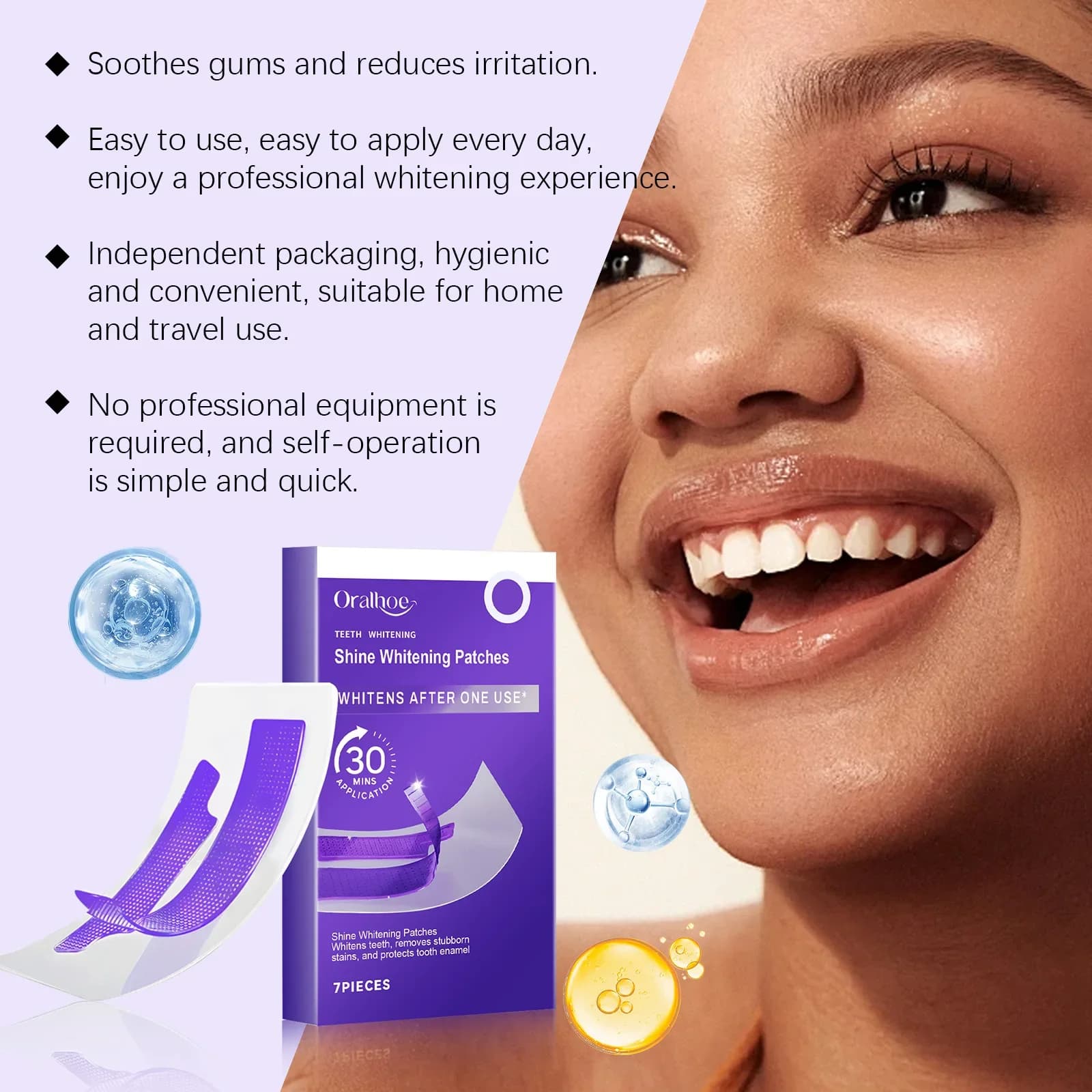 Purple tooth whitening strips lighten teeth remove stains of oral hygiene cleansing plate reduce sensitivity whitening dental instruments