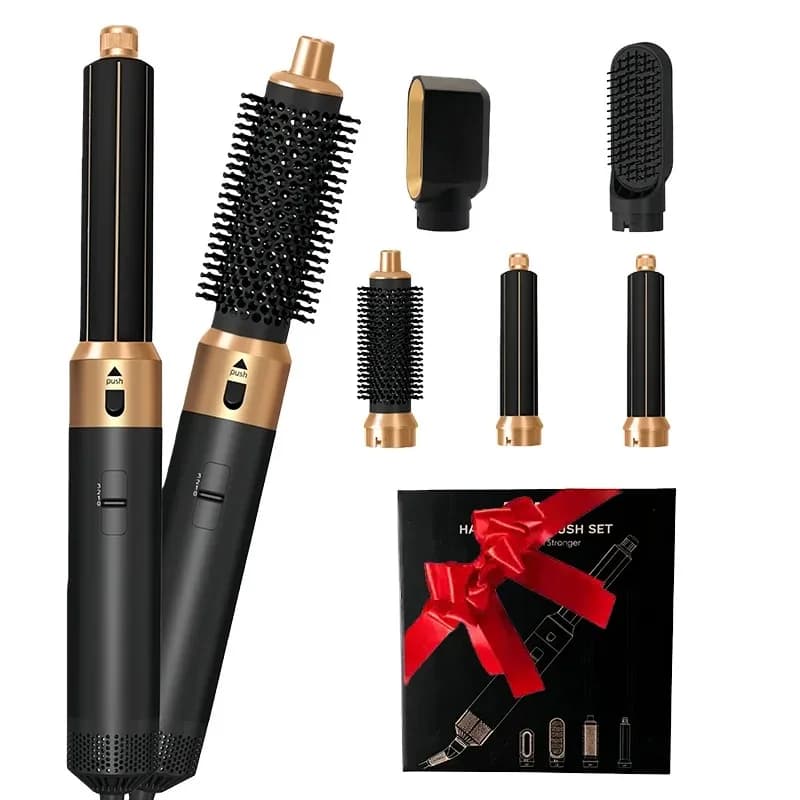 【Best-seller】Set 5 in 1 con asciugacapelli e pettine riscaldato, ferro arricciacapelli professionale, strumento per stirare i capelli, per asciugatura professionale dei capelli