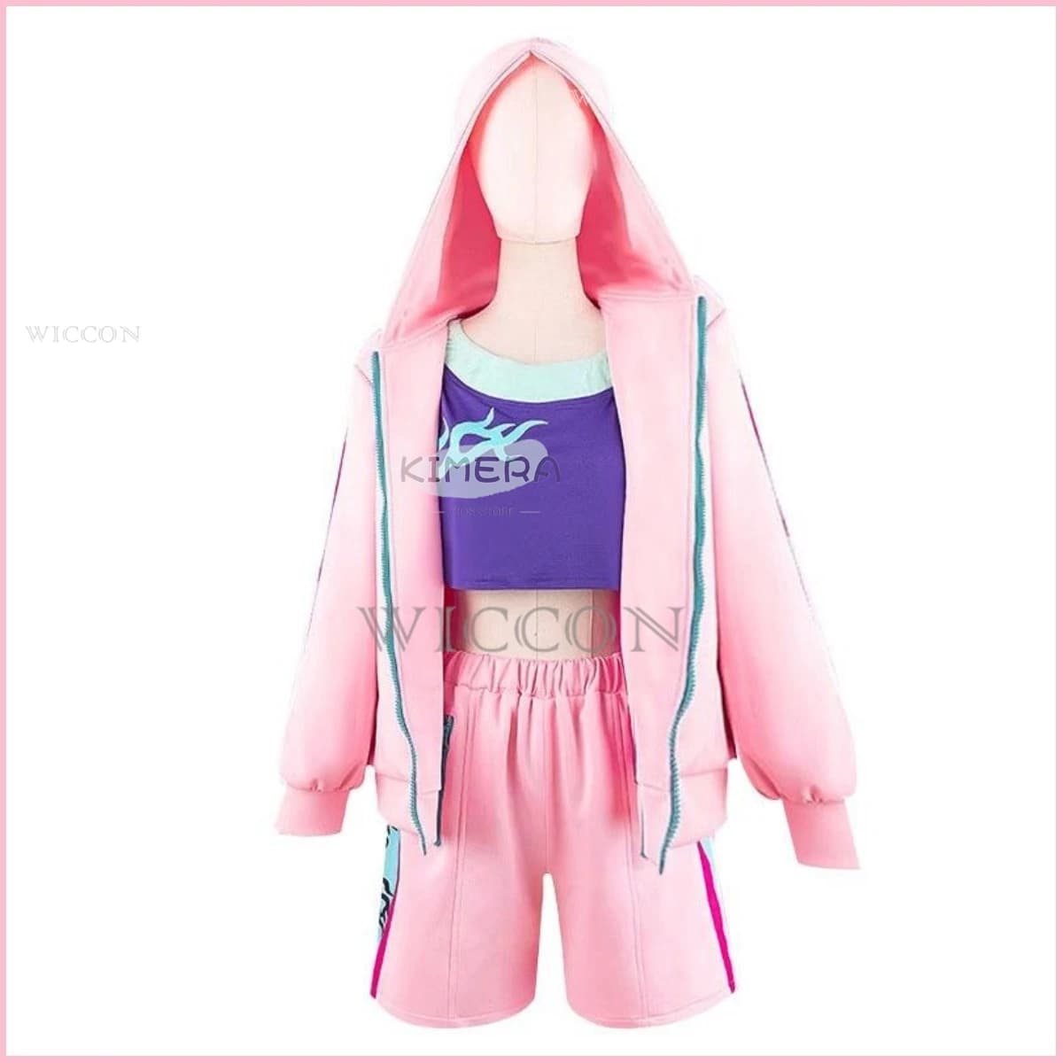 Costume da Cosplay di Anne Faulkner, Parrucca, Abbigliamento Sportivo Rosa Hip Hop, Giacca Sexy Kawaii da Donna per Feste