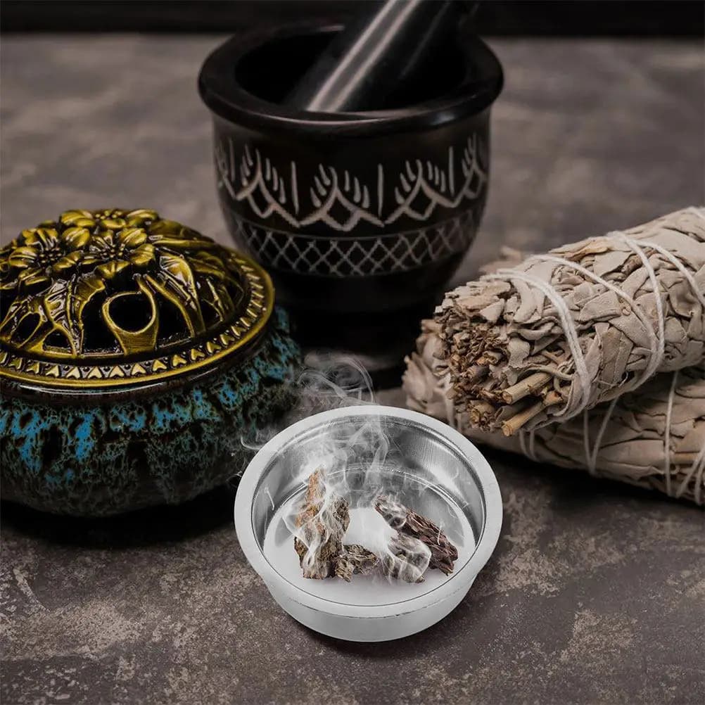 6Pcs Stainless Steel Incense Burner Plates Arabic Censer Replacement Dish for Home Office Yoga Stick Burner Holder Ash Tray