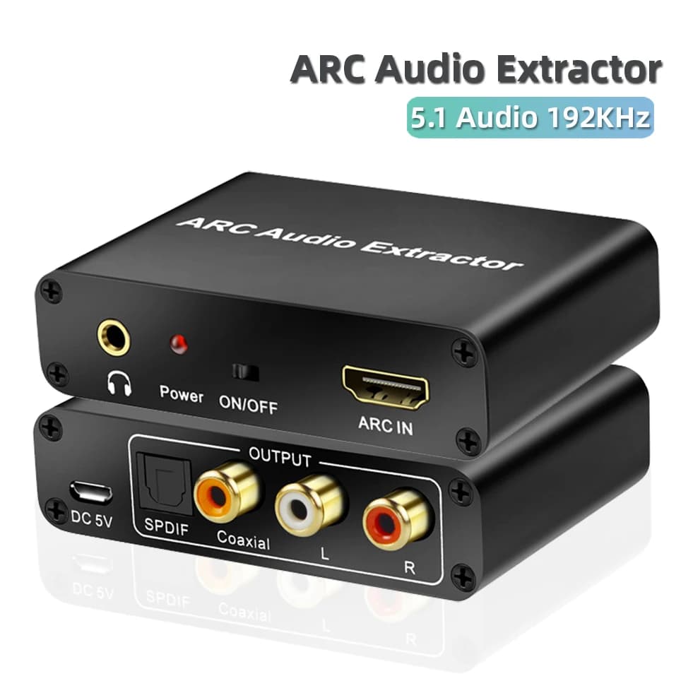 Estrattore audio ARC ottico digitale TOSLINK SPDIF/coassiale analogico 3,5 mm L/R Stereo Convertitore audio ARC-RCA compatibile HDMI