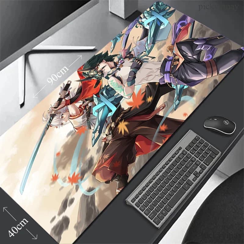 Genshin Impact Tappetino per mouse grande Tappetini per mouse da gioco Tappetino per tastiera Tappeto da scrivania Kaedehara Kazuha Tappetini per mouse Anime per giocatori