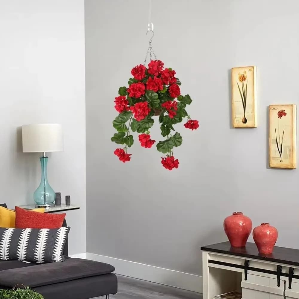 New Realistic Artificial Geraniums White Red Flower Wedding Decoration Fake Plants Home Farmhouse Faux Flower Arrangement
