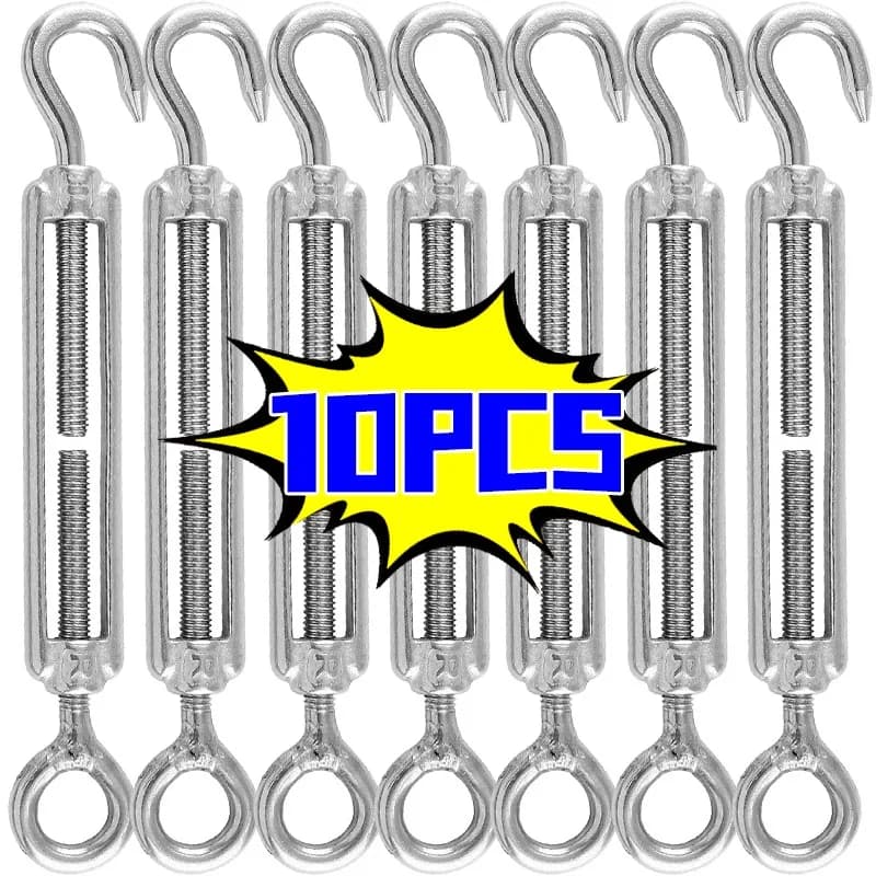 10/1 pz Gancio In Acciaio Inox Occhio Tenditori Regolabile Cavo di Filo Tenditore Stendibiancheria Tenditore Hardware Marino M4 M5 M6