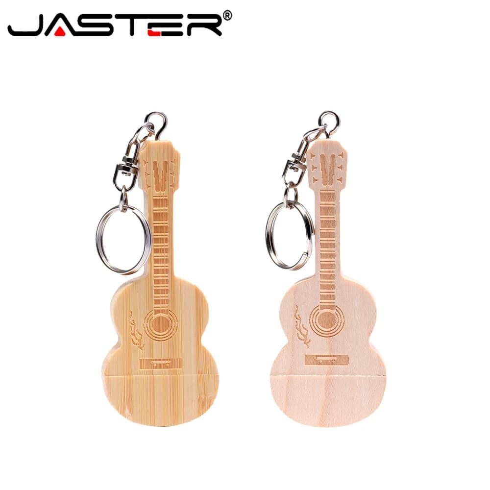 Chiavetta USB a Forma di Chitarra in Legno 64GB con Portachiavi Gratuito, Pen Drive 32GB, Regalo Creativo, Memoria USB, Dispositivo di Archiviazione