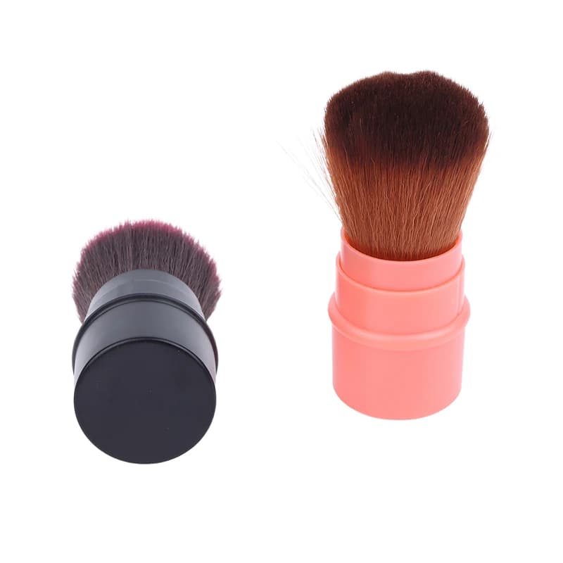 Pennello Retrattile per Blush e Cipria con Coperchio, Strumento Portatile Multifunzionale per il Trucco del Viso, Pennello Cosmetico