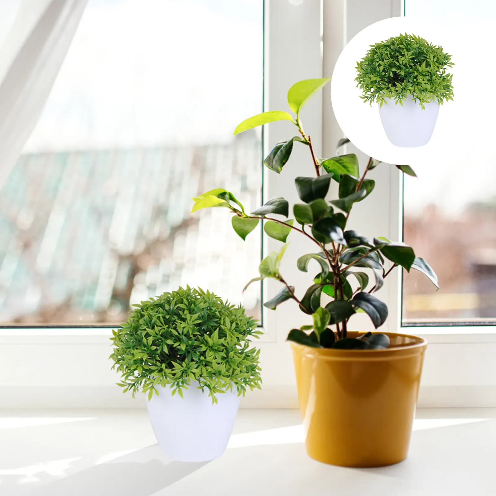 2Pcs Simulated Plant Bonsai Green 32 Mesh Bamboo Grass Decorative Artificial Bonsai Plant Ornament for Home Office Study