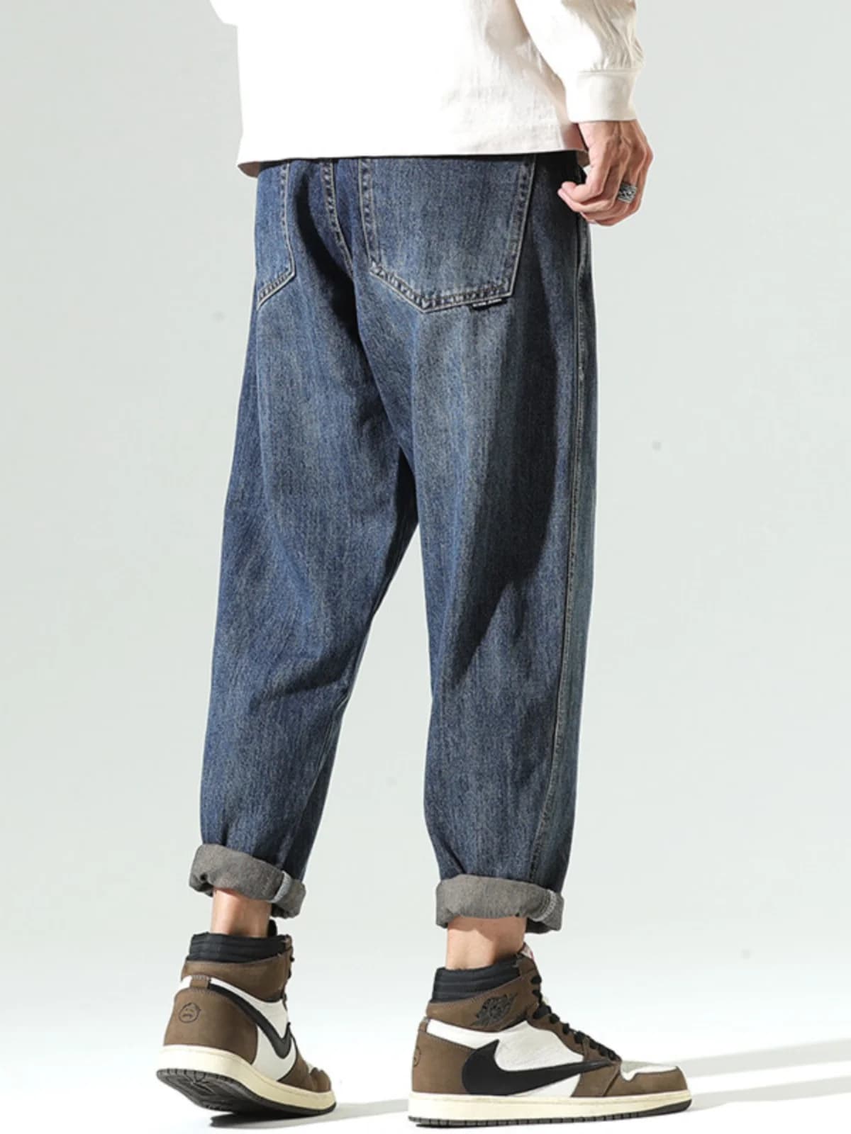 Retro Waed Loose Men's Jeans Casual Straight Leg Harlan Pants Autumn Faionable Youth Low Waist Zipper Closure All Seasons