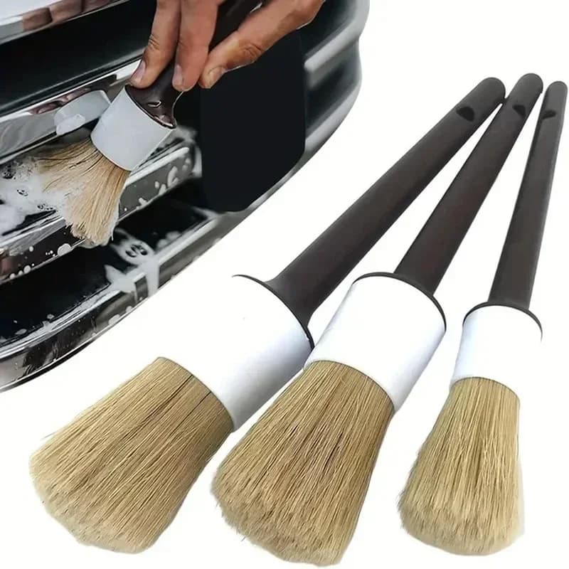 3 pcs brush for interior details exterior car brushes in boar bristles for cleaning the car tools for automatic brush details for cleaning the dashboard