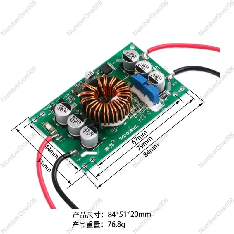 High Power DC-DC Boost Converter Module, Adjustable Voltage Current LCD Display, for Lithium Battery Charging Solar Panel