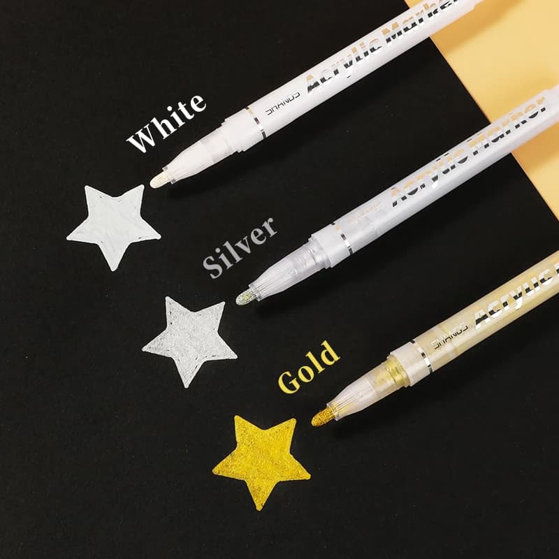 1/3 pezzi/set penne graffiti per pittura in oro lucido, argento e bianco, inchiostro impermeabile, pennarelli acrilici a base d'acqua