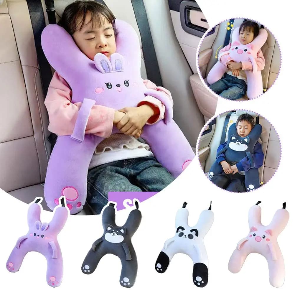 1Set Auto Simpatico Cartone Animato Cuscino Auto Montato Bambino Dormire Cuscino Auto Rimovibile Confortevole Traspirante Poggiatesta Supporto Lombare
