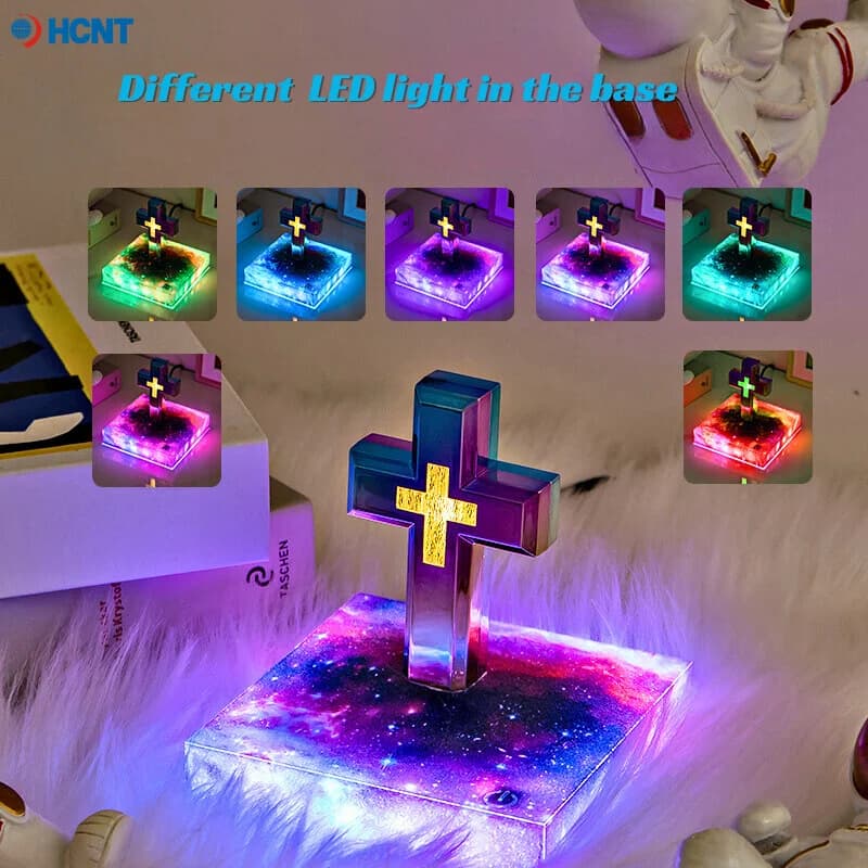 Lampada a croce galleggiante Levitazione magnetica Galaxy Cross Luce notturna colorata per decorazioni domestiche e regali