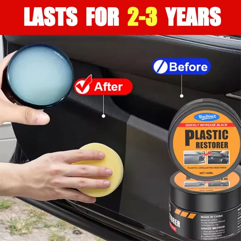 Rinnovatore di plastica per auto Crystal Clear - Agente di rivestimento in cera per il rinnovo di interni auto in pelle e pannelli, lucidante per auto effetto nero brillante