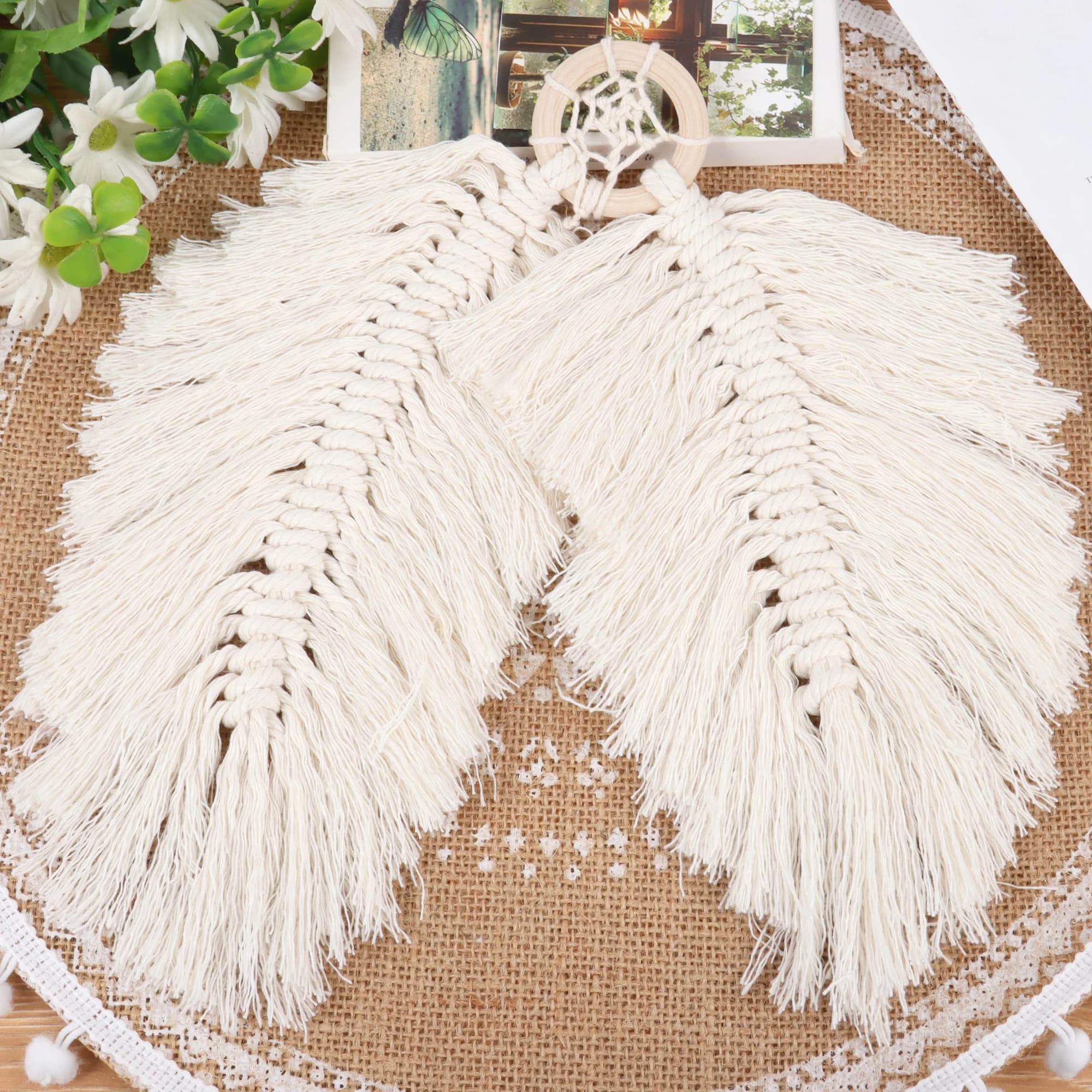 Macrame Hanging Handmade Feather Tapestry Room Decoration Dream Catcher Charm Nordic Decoration Home Boho Wall materials tools