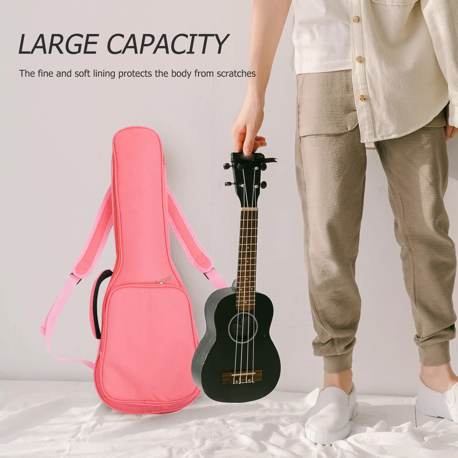 1Pcs Portable Thickened Plus Canvas Ukulele Bag Oxford Cloth Waterproof Large Capacity Shoulder Strap Gig Bag for 4-String